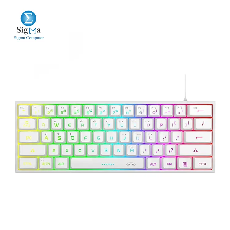 MageGee TS91 60% Membrane White RGB Gaming Keyboard - Main view