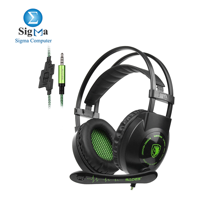 Sades SA801 Over-Ear Stereo Gaming Headset with Microphone Black Green