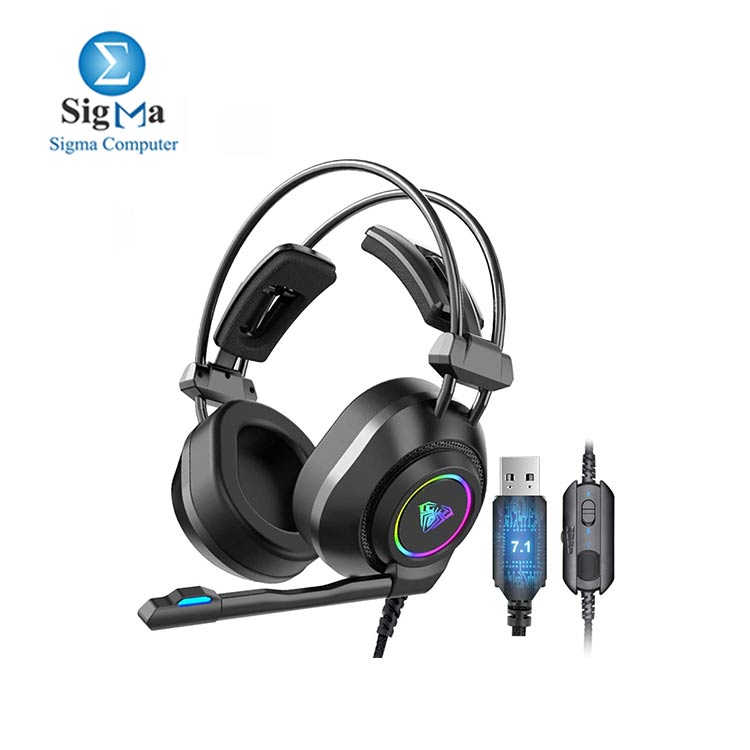 AULA S600 Game Headset 7.1 Channel USB 3.5mm Wired RGB Gaming Lightweight Noise Canceling for PS4 Computer