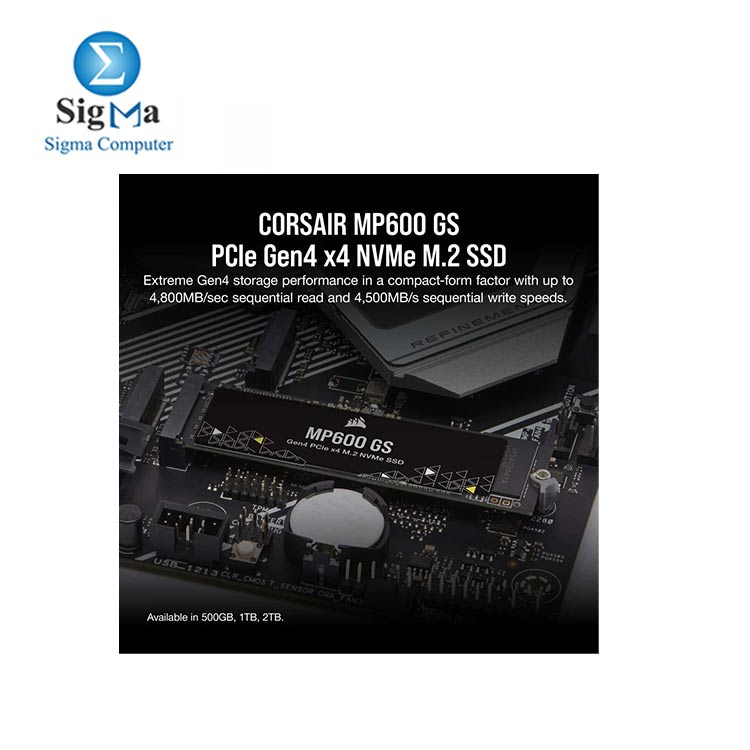 CORSAIR MP600 GS 500GB PCIe 4.0 (Gen 4) x4-Up Tp 4800/4500MBs NVMe M.2 SSD