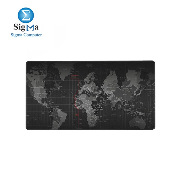 Black White World Map Large Gaming Mouse Pad with Stitched Edge Non-Slip Big Rubber Base Keyboard Desk Mat for Laptop Work Office Home Computer