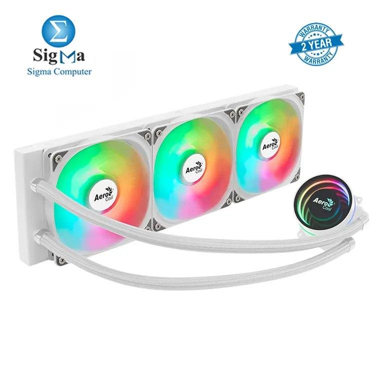 AeroCool Oasis L360 360mm ARGB LIQUID COOLER 392mm radiator 300W TDP 2700RPM pump 500-2200RPM fans with 65.8 CFM airflow compatible with Intel LGA1700 and AMD AM5 sockets - Main view