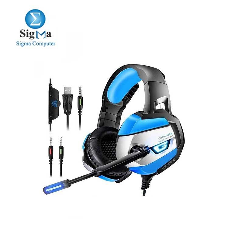 ONIKUMA K5  Gaming Headset for PS4, Xbox One, Nintendo Switch (Audio) (K5-Blue) - Main view