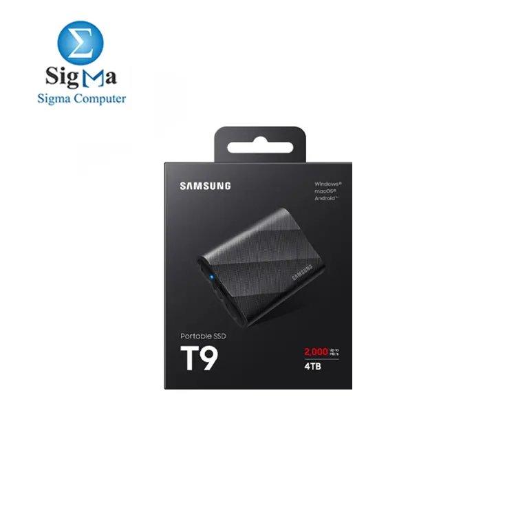 SAMSUNG T9 Portable SSD 4TB Black Up-to 2 000MB s USB 3.2 Gen2 Ideal use for Gaming Students and Professionals External Solid State Drive MU-PG2T0B AM - Main view