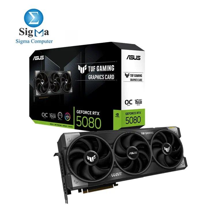 ASUS TUF Gaming RTX 5080 OC Edition – 16GB GDDR7, 2730MHz OC, 10,752 CUDA cores, PCIe 5.0, 3.6-slot cooling, HDMI 2.1b & DP 2.1b - Main view