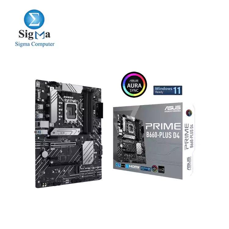 ASUS Intel® B660 (LGA 1700) ATX motherboard with 8 power stages, PCIe 4.0 slots, three M.2 slots, Realtek 2.5Gb Ethernet, DisplayPort, HDMI®, D-Sub, rear USB 3.2 Gen 2x2 Type-C®, front USB 3.2 Gen 1 Type-C®, Aura Sync - Main view