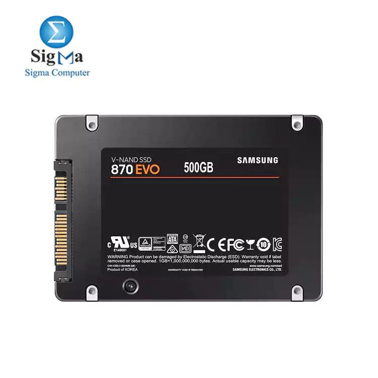 SAMSUNG 870 EVO 500GB SATA III 2.5 NAND-TLC-DRAM-Up to 560/530 MB