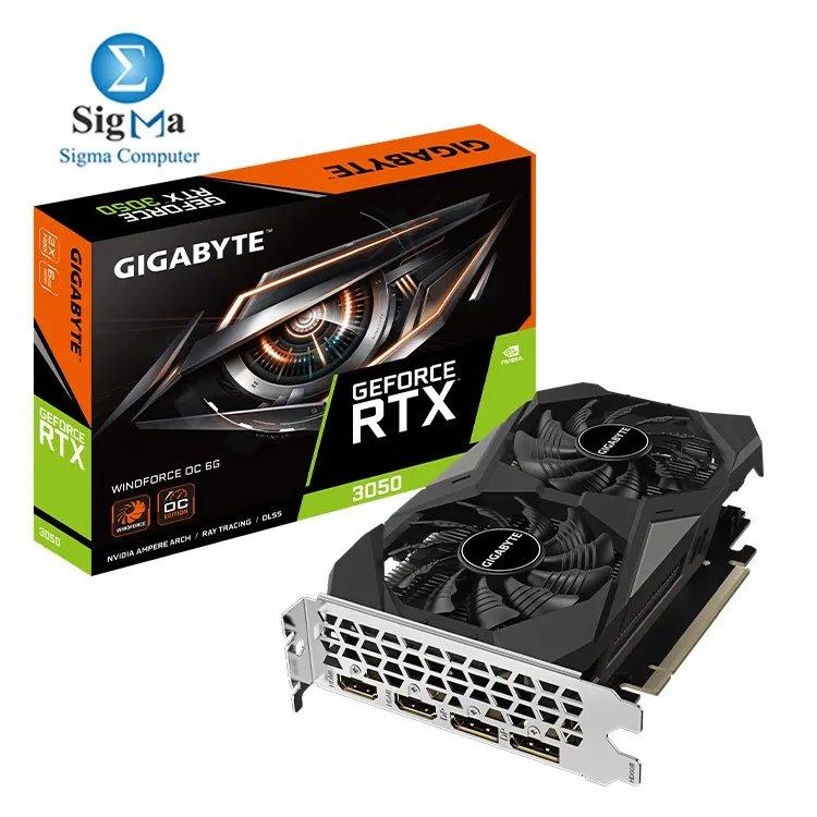 Gigabyte GeForce RTX 3050 WINDFORCE OC 6G: 2304 CUDA cores, 1477 MHz core clock, 6GB GDDR6 (96-bit), WINDFORCE cooling, 2x DP 1.4a, 2x HDMI 2.1 - Main view