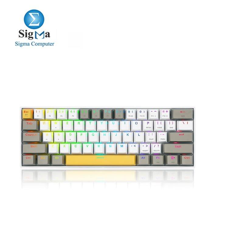 REDRAGON K530 Draconic Pro RGB 60% Gaming Wireless Mechanical Keyboard – Brown Switches (YELLOW, WHITE & GREY) - Main view