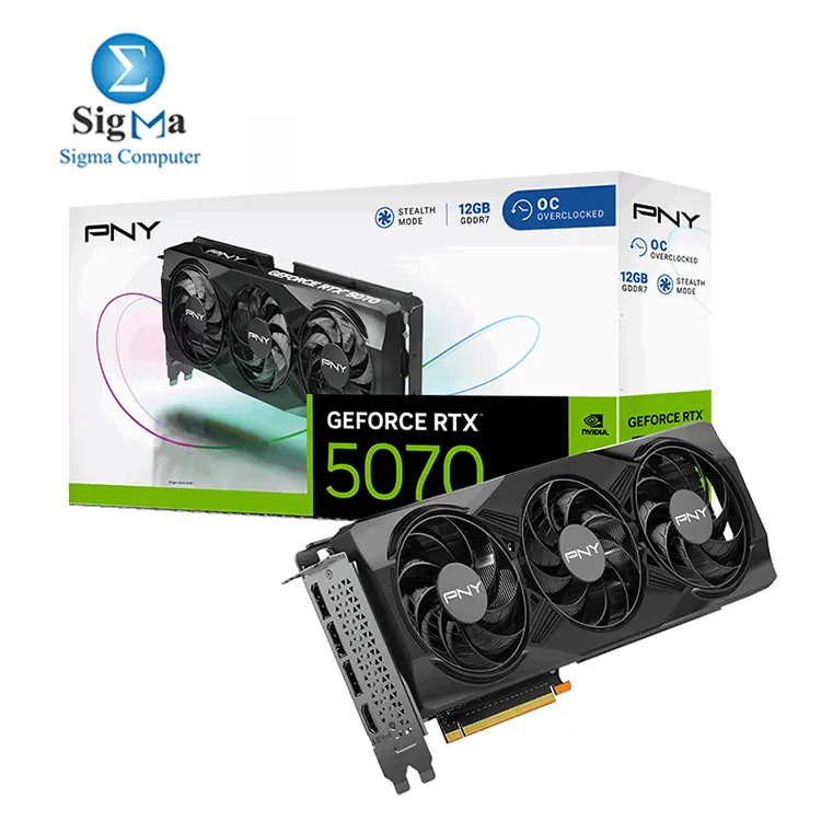 PNY GeForce RTX 5070 OC Triple Fan 12GB GDDR7 Graphics Card - Main view