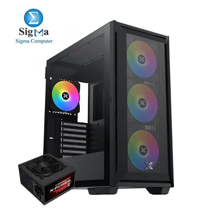 Xigmatek Master X II Pro ARGB + X-Power 750W: ATX case, 410mm GPU clearance, 360mm radiator support, 750W 80 Plus White PSU - Main view