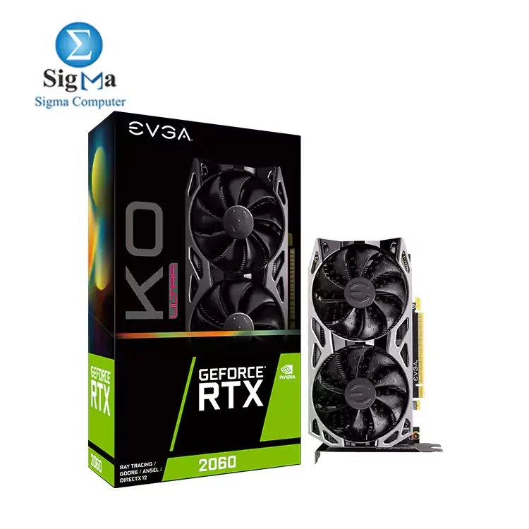 EVGA GeForce RTX 2060 KO ULTRA GAMING, 06G-P4-2068-KR, 6GB GDDR6, Dual Fans, Metal Backplate - Main view