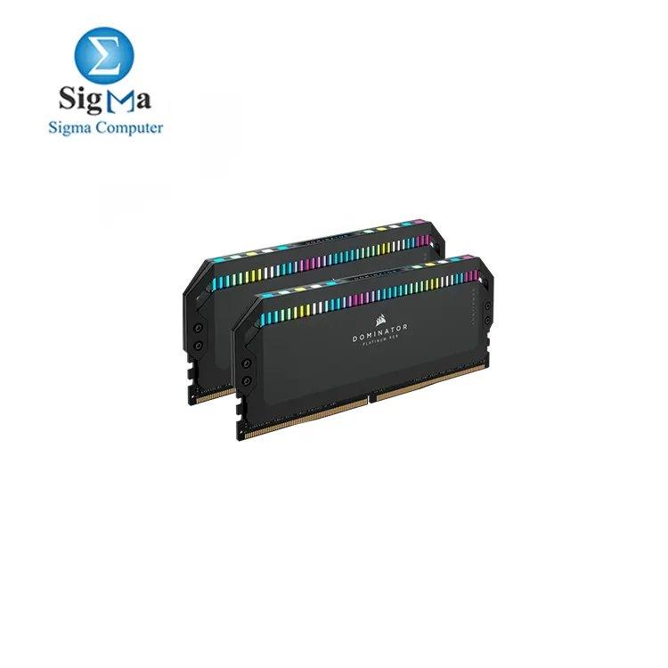 CORSAIR DOMINATOR® PLATINUM RGB 32GB (2x16GB) DDR5 DRAM 6400MHz C32 Memory Kit — Black - Main view