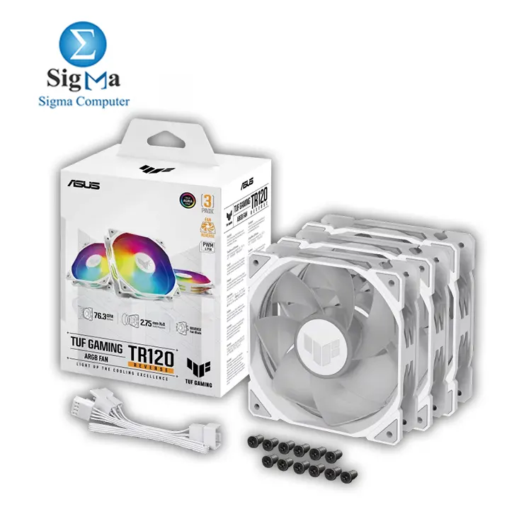 ASUS TUF Gaming TR120 ARGB Reverse Fan - White Triple Pack - Main view