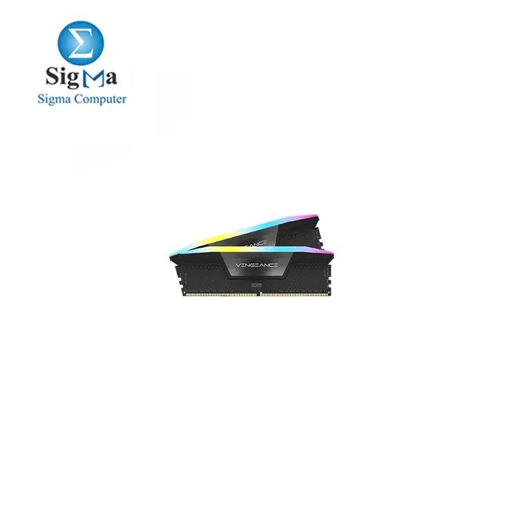 CORSAIR VENGEANCE® RGB 32GB (2x16GB) DDR5 DRAM 5600MHz C36 Memory Kit — Black - Main view