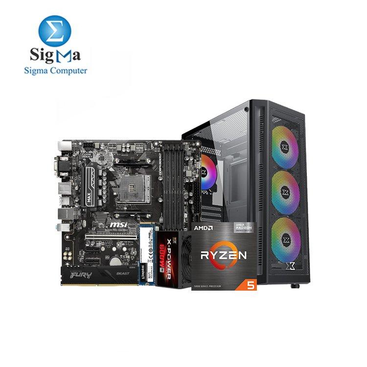 AMD Ryzen 5 5600G-MSI B450M PRO VDH MAX-Kingston Fury Beast KF432C16BB 8GB- Desktop-Kingston NV1 500G M.2-XIGMATEK Master X CASE PLUS POWER SUPPLY 600W - Main view