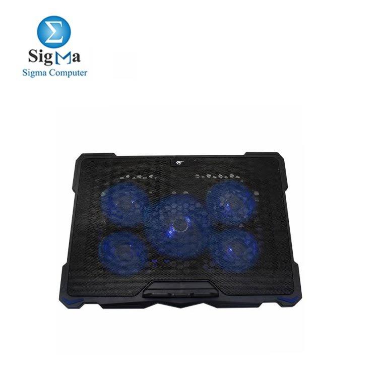 HAVIT HV-F2076 Laptop Cooling Pad - (1 X 120mm FAN With 1200 RPM ± + 4 X 70mm FAN With 2400 RPM ±)-(up to 17")-(HUB USB 2.0 x 1)-(LED Blue Light)-(Adjustable Stand-Speed) - Main view