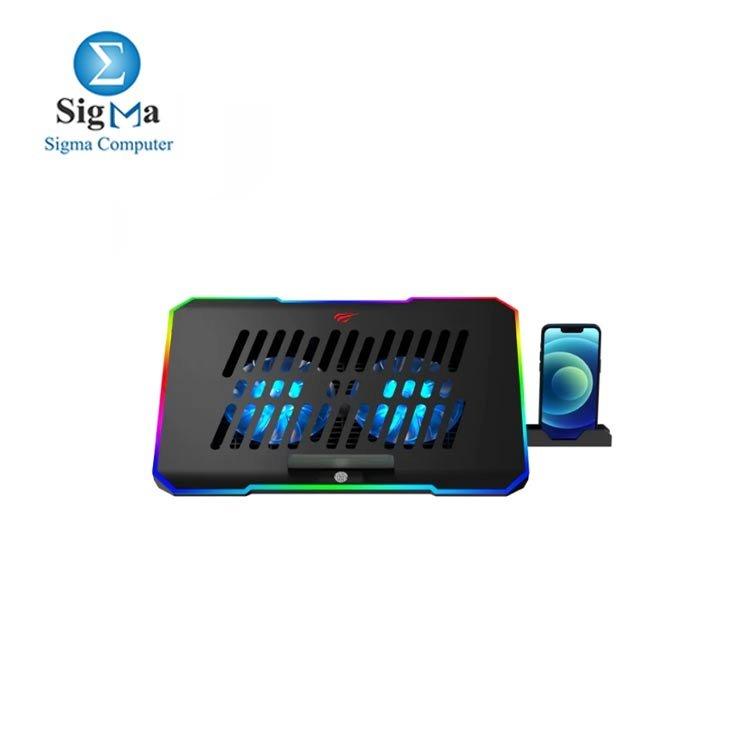 Havit-HV-F2069-2 X 120mm FAN - 1200 RPM ± - up to 16" - 1x USB 2.0 - RGB - Phone Holder - Adjustable Stand-Light-Speed - Main view