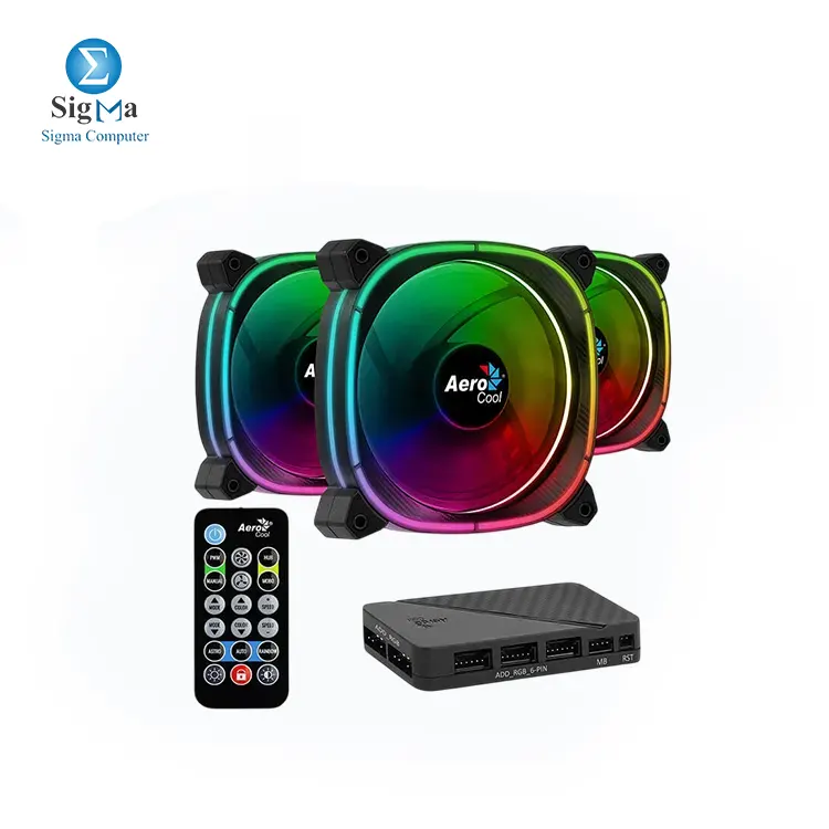 Aerocool Astro 12 Pro 12CM ARGB FANS x 3 | H66F HUB x 1 | REMOTE CONTROL x 1 - Main view