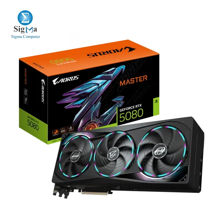 GIGABYTE Aorus NVIDIA GRFORCE RTX 5080 Master OC 16GB GDDR7 (Triple Fan) - Main view