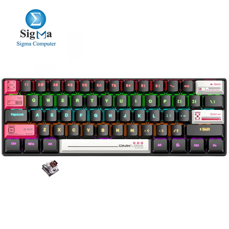 Onikuma G55 60% Rainbow Brown Switches Gaming Mechanical Keyboard - Main view