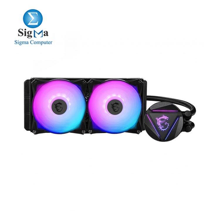 MSI MAG CORELIQUID 240R - AIO RGB CPU Liquid Cooler - Rotating Cap Design - 240mm Radiator - Dual 120mm RGB PWM Fans - Main view