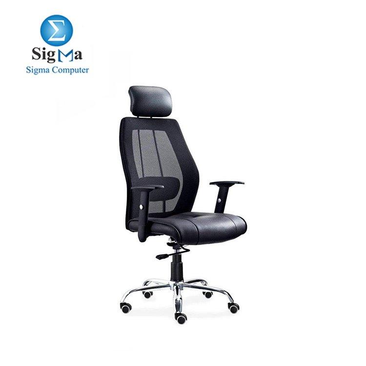 Black Office Chair with headrest mesh material BackRest  OC-101 - Main view