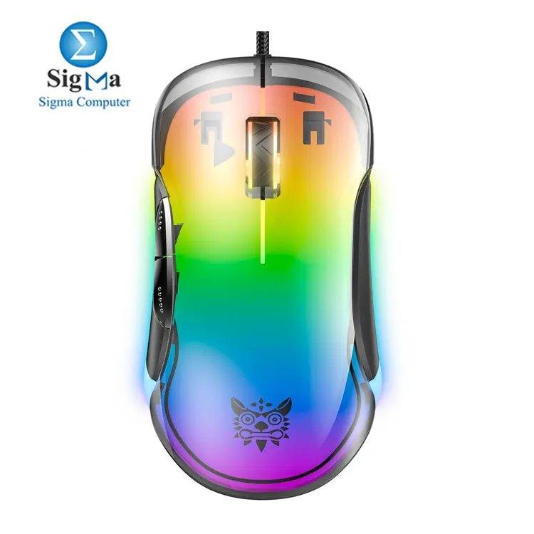 ONIKUMA CW925 wired gaming mouse with lightweight ergonomic design, customizable 12800 DPI, RGB lighting, durable 20M clicks, and A825 sensor. - Main view
