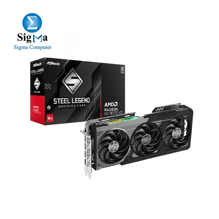 ASROCK AMD Radeon RX 9070 XT Steel Legend Dark 16GB. - Main view