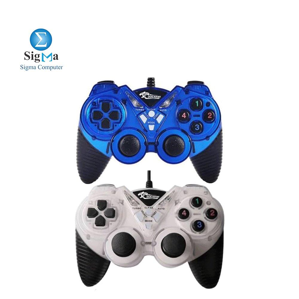 COUGAR-EGY 9082 WHITE&BLUE - USB Wired Double Gamepad Turbo Controller with Vibration Function For PC or Laptop, 1.5 Meter - Main view