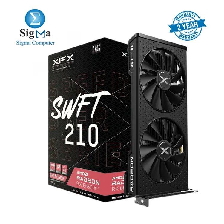 XFX SPEEDSTER SWFT 210 RX 6650 XT – 8GB GDDR6, 2635 MHz Boost Clock, 2048 Stream Processors, PCI-E 4.0, Dual-Fan, 3x DP 1.4, 1x HDMI 2.1, 1x 8-Pin, 500W PSU Required - Main view