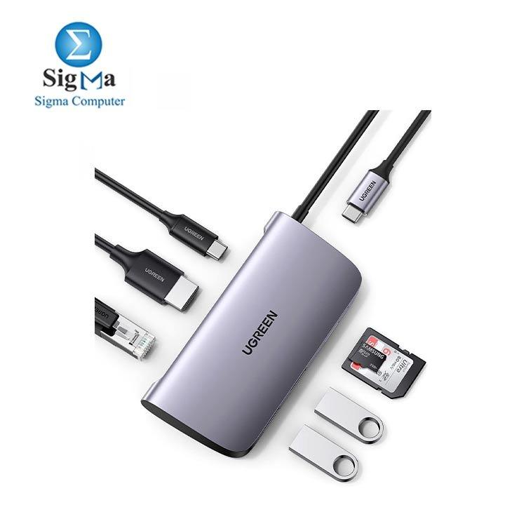 UGREEN 7 in 1 USB-C to 2*USB3.0+HDMI+RJ45+SD&TF+PD port Converter - Main view