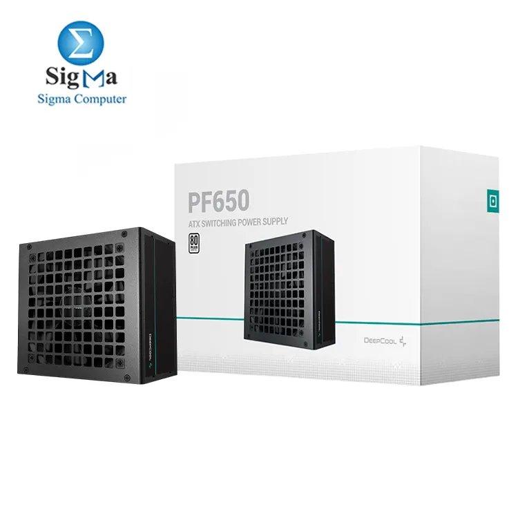 DeepCool PF650 | 80 PLUS 230V EU | 650W | 120mm Hypro Bearing Fan | Flat Black Cables | OPP, OVP, SCP Protection | 24(20+4) Pin, 8(4+4) Pin, 6+2 Pin x2, SATA x6 | 150×140×86mm | MTBF 100,000 Hours - Main view