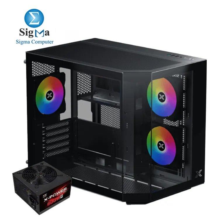 Xigmatek Cubi M ARGB Case + X-Power 600W PSU: Compact steel case with M-ATX/ITX support, 600W 80+ White PSU - Main view