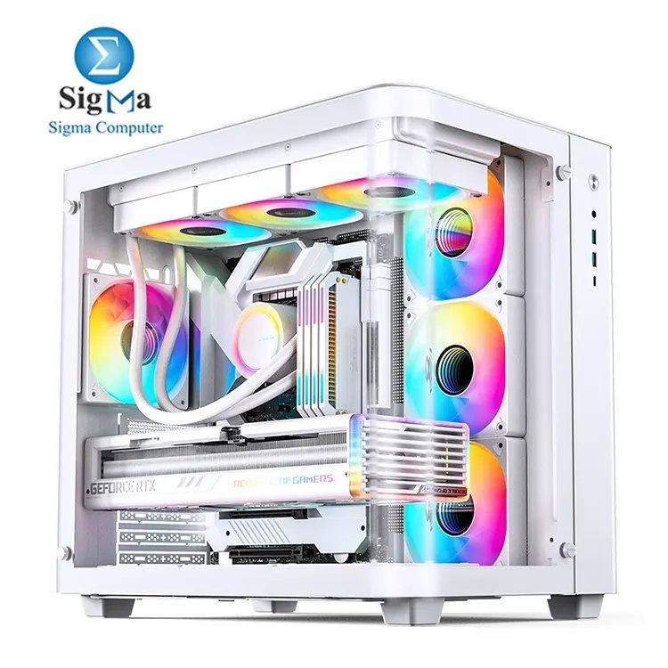 Jonsbo TK-3 White – ATX case, supports GPUs up to 420mm, CPU coolers 165mm, ATX PSUs 220mm, 3.5"/2.5" drives, USB-C, 360mm radiator support, steel & tempered glass. - Main view