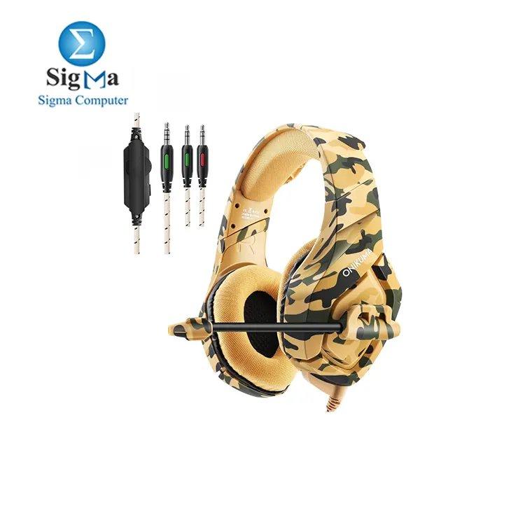 ONIKUMA K1-B Camouflage Elite stereo gaming headset Yellow - Main view