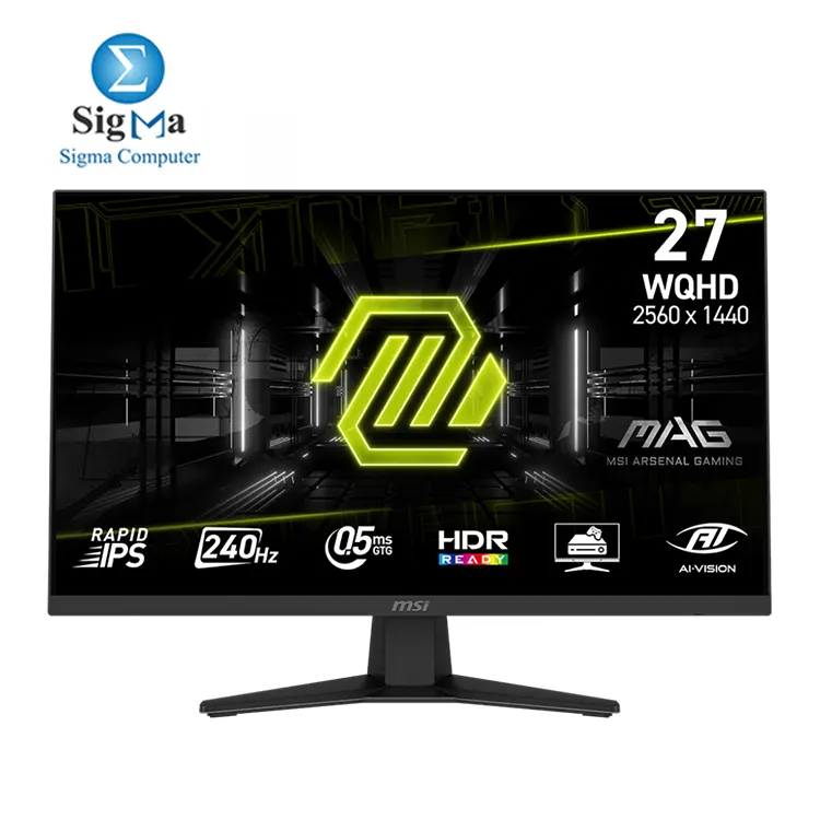 MSI MAG 274QF X24 27 Inch WQHD Rapid IPS Gaming Monitor – 240Hz, 0.5ms GTG, HDR Ready, FreeSync Premium, 1000:1 Contrast, Frameless Design - Main view