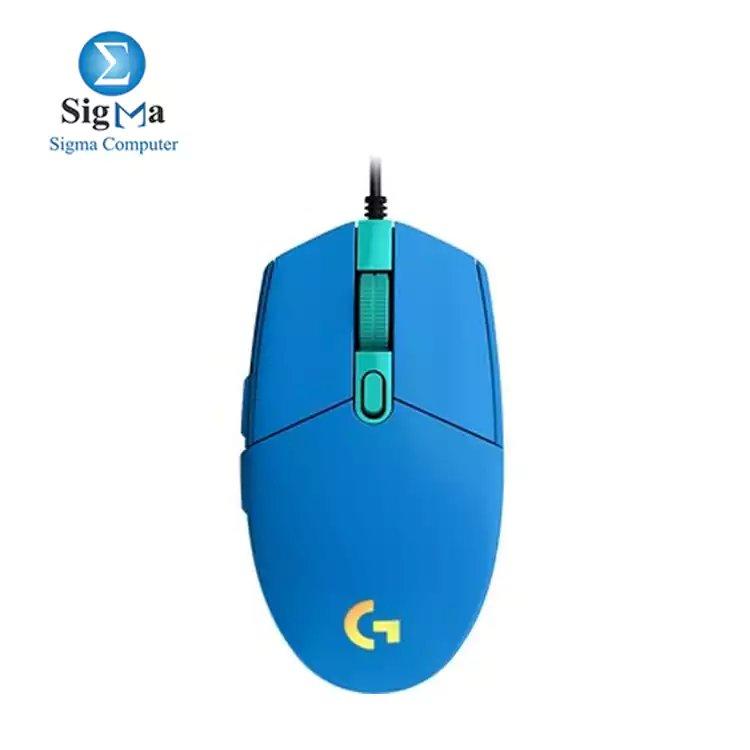 Logitech G102 Light Sync Gaming Mouse with Customizable RGB Lighting 6 Programmable Buttons Gaming Grade Sensor 8 k dpi Tracking 16.8mn Color Light Weight - BLUE - Main view