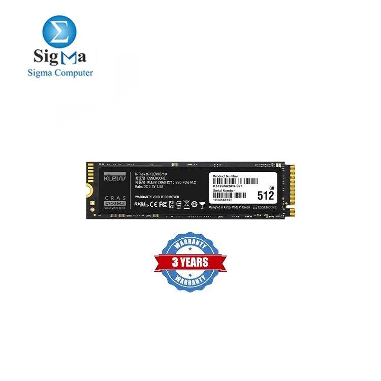 Klevv Cras C710 512GB M.2 Pcie 3x4 Nvme 3D NAND SSD Read Speed 2050MB/S,Write Speed 1650MB/S|K512GM2SP0-C71 - Main view