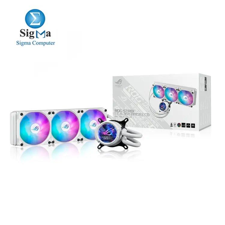 ASUS ROG Strix LC III 360 ARGB LCD White Edition All-in-one CPU Liquid Cooler - Intel LGA 1700, 1200, 115X - AMD Socket AM4, AM5 – with 2.1" IPS LCD, Asetek’s New Gen7 v2 Pump - Main view