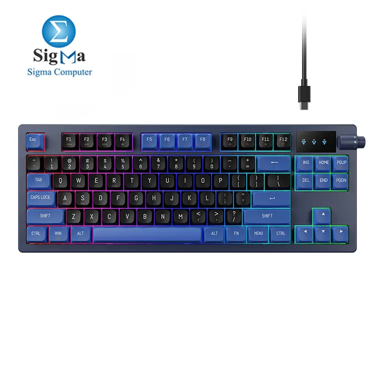 Gamdias Hermes E7 Wired Gasket 75% RGB Mechanical Keyboard, Volumn Control Knob, Hot Swappable Linear Red Switch, Backlit RGB with PBT Keycaps, Anti-ghosting with N-Key Rollover - Main view