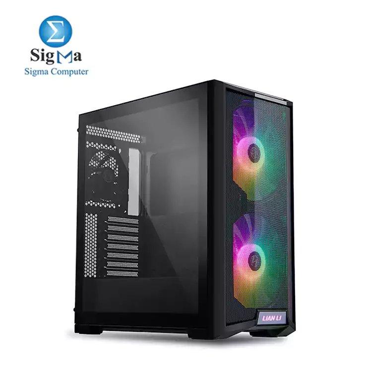 LIAN LI LANCOOL 215 X Black Steel / Tempered Glass ATX Mid Tower 2 x 200MM ARGB 1 X 120MM  Computer Case - Main view