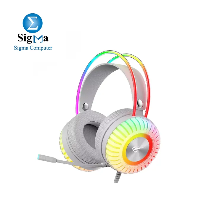 Havit H2046U Gamenote USB7.1 RGB Gaming Headphone With Mic | White/Grey - Main view