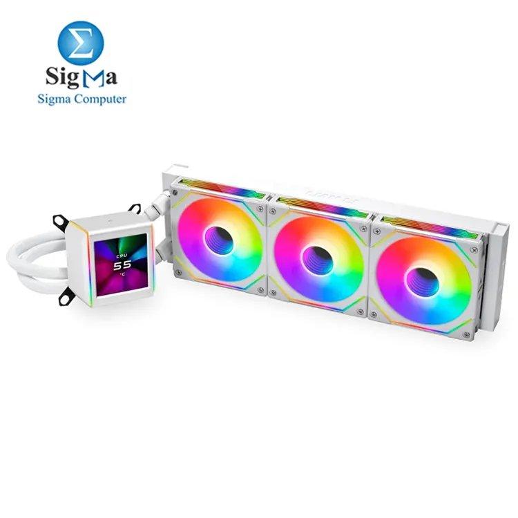 Lian Li Galahad II LCD 360 AIO Cooler with 2.88” IPS screen, Asetek 8th Gen pump, 360mm radiator, ARGB fans, supports Intel LGA 1700/1200/115x and AMD AM5/AM4. - Main view