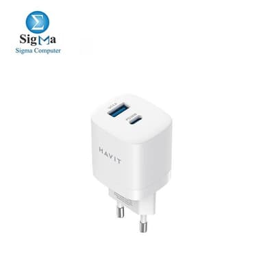HAVIT UC30 Wall Charger – 33W fast charging with USB-C PD & USB-A QC3.0, GaN tech, PPS support, and universal compatibility - View 2