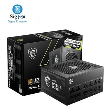MSI MAG A750GL PCIE5, 750W, 80+ Gold, Full Modular, ATX 3.1, PCIe 5.1 (16-pin 450W), 120mm FDB Fan - View 1