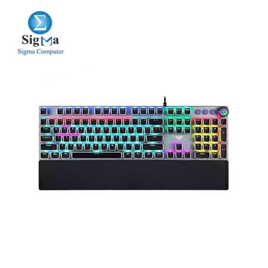 Aula F2088 PUNK Rainbow Gaming Mechanical Keyboard – Red Switches – Black - View 1