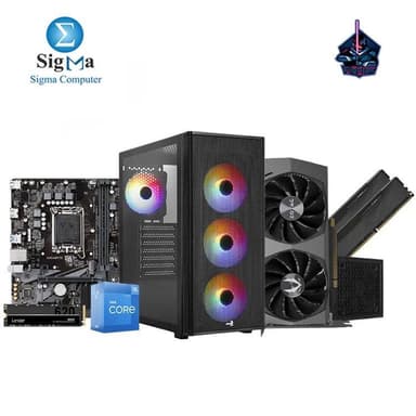 Fighter I5 12400F 3060 12GB -329- Gigabyte H610M-K - Intel Core i5-12400F - KLEVV 2x8GB 3600MHz - ZOTAC RTX3060 12GB - Lexar NM620 256GB - Aerocool Designer ARGB And LUX 550W 80+PLUS BRONZE Psu - View 1