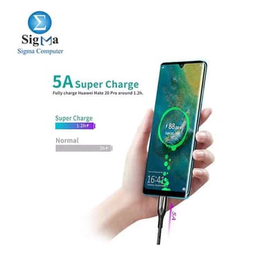 CHOETECH AC0013 USB Type C Cable For HUAWEI, 5A SuperCharge Fast Charging - View 4