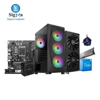 FIGHTER 12400F 6650XT -349- MSI H610M-E DDR4 - Intel Core i5-12400F - Vulcan Z 8GB 3200MHz - XFX RX 6650XT 8GB - KLEVV CRAS C710 256GB - Aerocool FALCON ARGB PC CASE AND VX PLUS 600 POWER SUPPLY - View 1